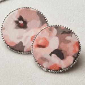 Fabric Floral Round Stud Earrings – Vintage Handmade Studs