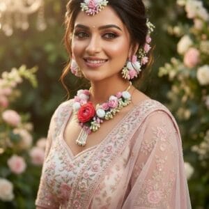 handcrafted bridal flower jewellery set