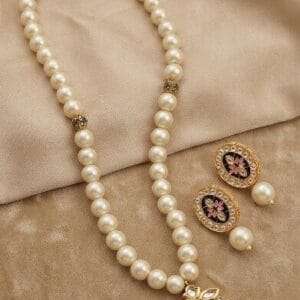 Elegant Pearl Kundan Necklace Set | Handmade Designer Wedding Jewellery