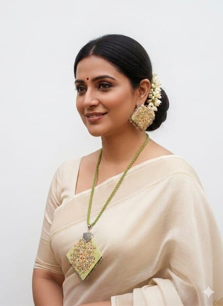fabric embroidered necklace set