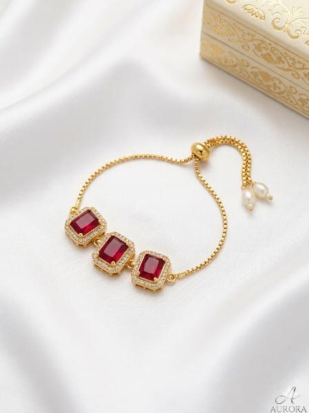 Taruna Creations Handcrafted Kundan Bracelet with Crystal Halo & Pearl Accents 1 Handcrafted Kundan Bracelet