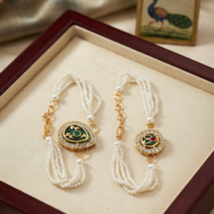 home 72 Bhaiya Bhabhi Kundan Rakhi Set