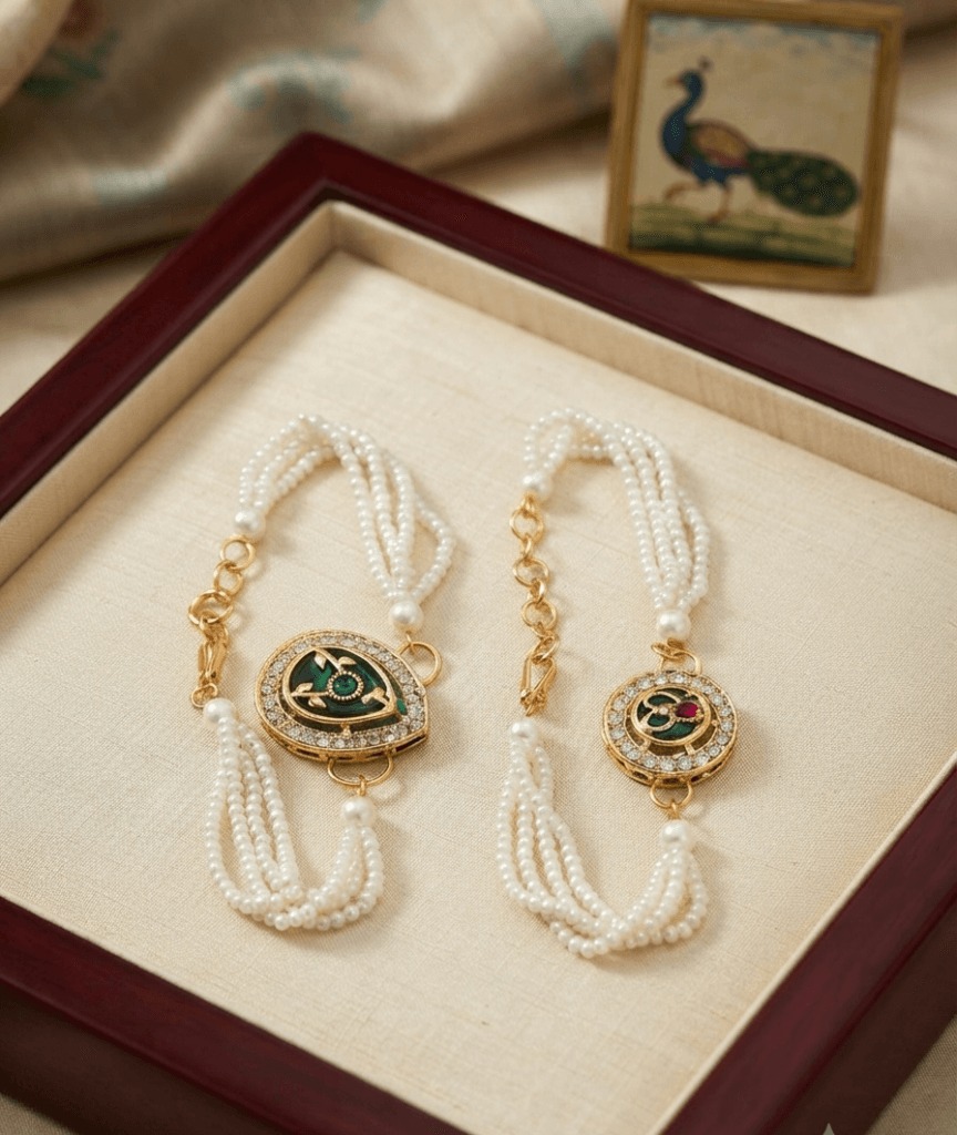 Bhaiya Bhabhi Kundan Rakhi Set