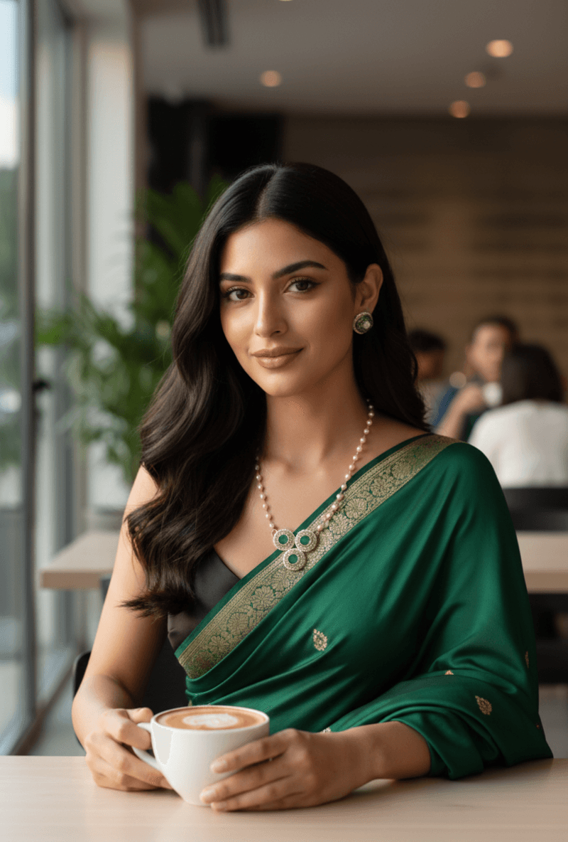 Green Stone Handmade Jewelry Set | Elegant Handcrafted Designer Jewellery for Women (Copy) 1 Green Stone Handmade Jewelry Set