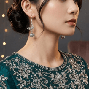 silver bird drop earrings for women