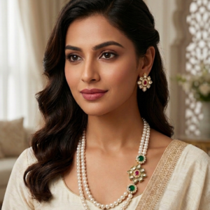 home 43 Handcrafted Kundan Pearl Necklace Set